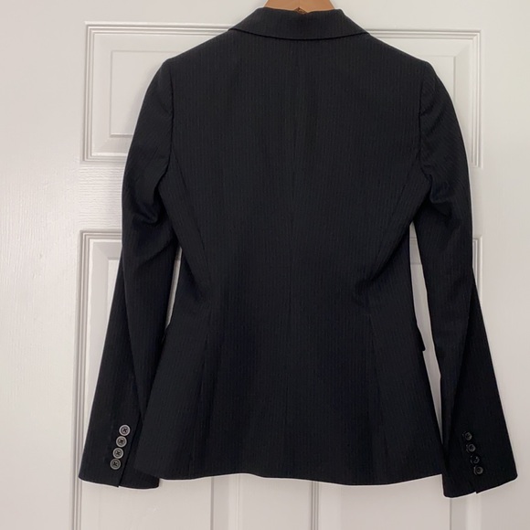 Elie Tahari Black Micro Pinstripe Suit Blazer Jacket Size 2 - Picture 5 of 13